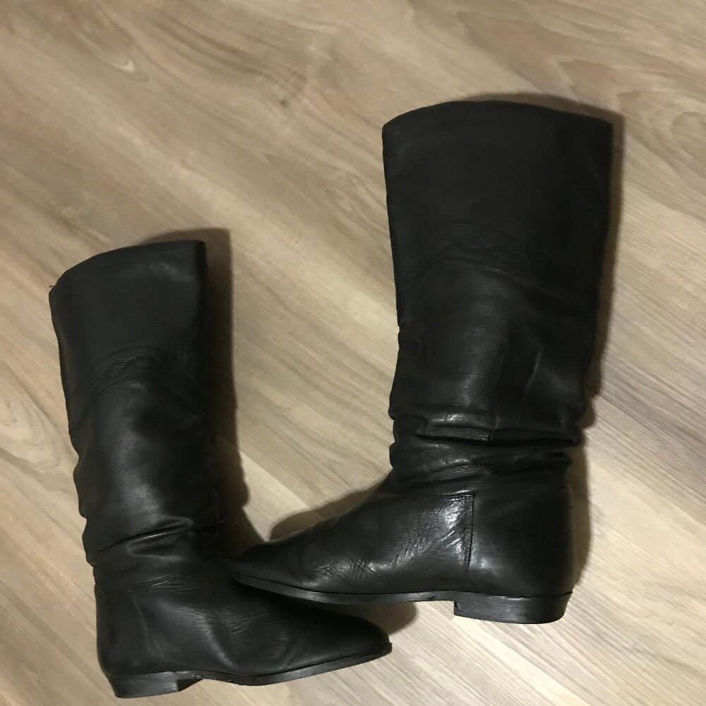 Luso Ladies Black Leather Tall Boots Size 40